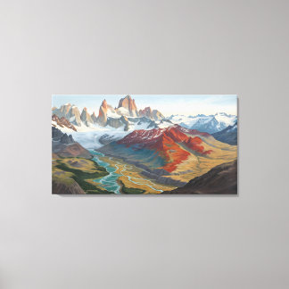 Toile Paysage montagneux de Patagonie – Art acrylique vi