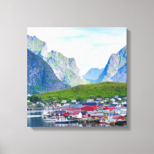 Toile Paysage norvégien pittoresque Iles Lofoten Norvège