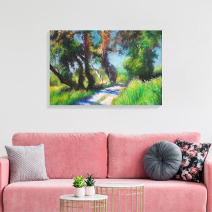 Toile Paysage Pastel d'Oliveraie Ensoleillée