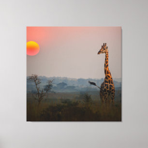 Toile Paysage Safari Africain Au Coucher Du Soleil