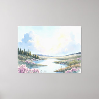 Toile Paysage serein de rivière au printemps - Restaurat