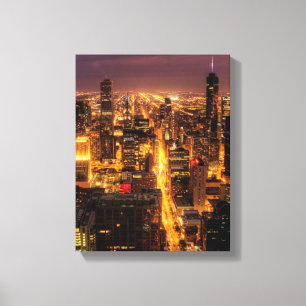 Toile Paysage urbain de nuit de Chicago