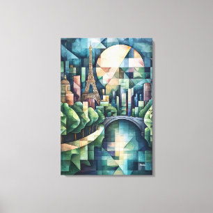Toile Paysage urbain géométrique abstrait de Paris avec