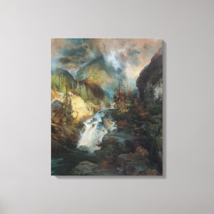 Toile Paysage vintage Cascade dans les montagnes par Mor