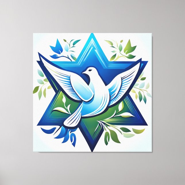 Toile Peace Dove et Star de David (Recto)