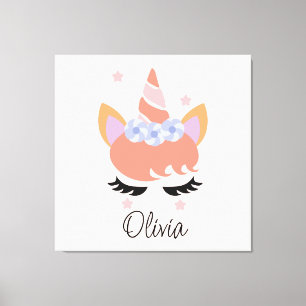 Toile Peach Unicorn Lashes Girl