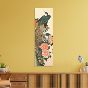 Toile Peacock and Peonies de Hiroshige, Art japonais