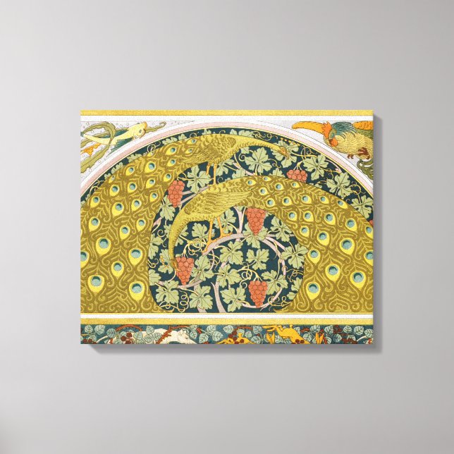 Toile Peacock Art Nouveau Style rond design complexe (Recto)