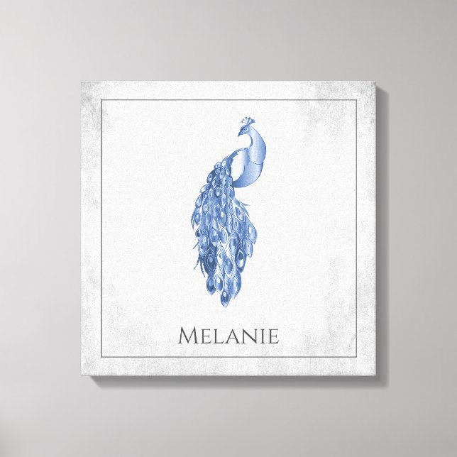Toile Peacock Bleu Élégant Imprimer (Recto)