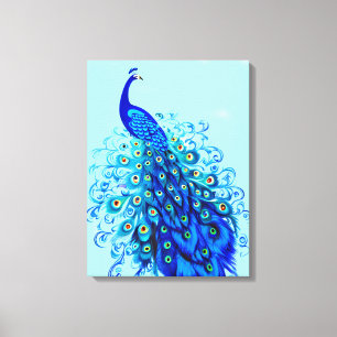 Toile Peacock en bleu turquoise et cobalt