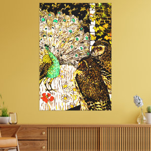 Toile Peacock et Owls Art nouveau néerlandais