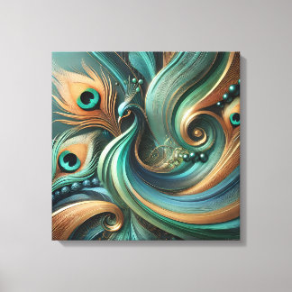 Toile Peacock Feathers in Abstract Flow Canvas Art
