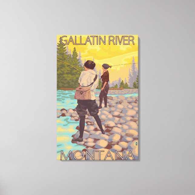 Toile Pêche à la mouche - Gallatin River, Montana (Recto)