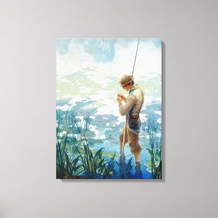 Toile Pêche au Thoreau à Walden Pond par N. C. Wyeth