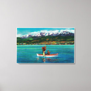 Toile Pêche saumonée dans le port d'Angeles de port