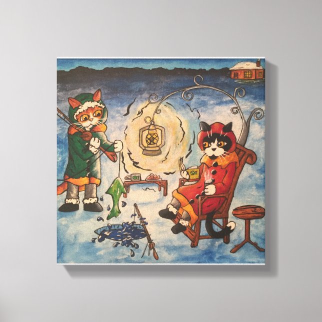 Toile Pêche sur glace de nuit (Recto)