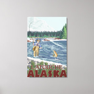 Toile Pêcheur à la mouche - Latouche, Alaska
