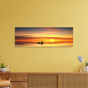 Toile Pêcheurs sur le magnifique coucher de soleil du la