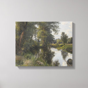 Toile Peder Monsted - Paysage d'été avec inondations flu