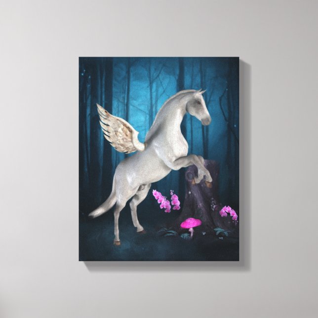 Toile Pegasus Forêt magique Imaginaire Cheval Art (Recto)