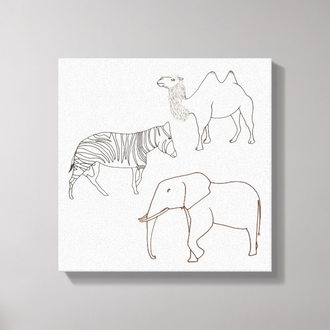 Toile Peindre Eléphant Zebra Camel Enveloppé Canvas (Recto)