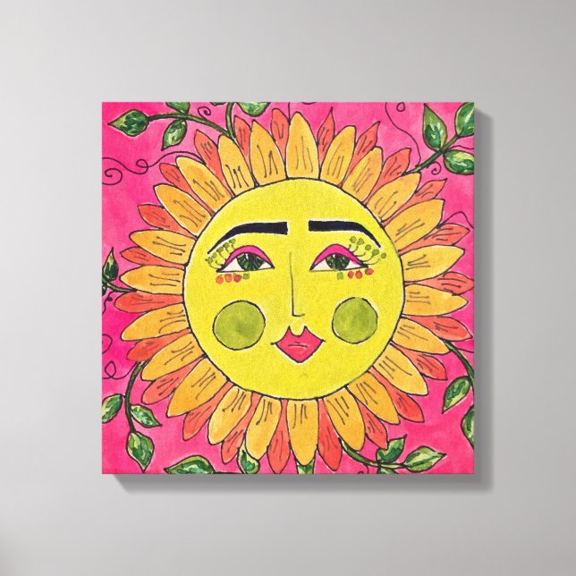 Toile Peint Fleur de Tournesol Girl Canvas (Recto)