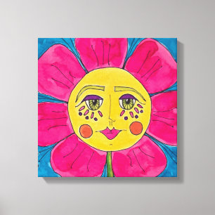 Toile Peint Pavot Fleur Girl Canvas