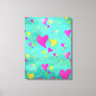 Toile Peinture à l'aquarelle de cœurs pleine mer d'amour