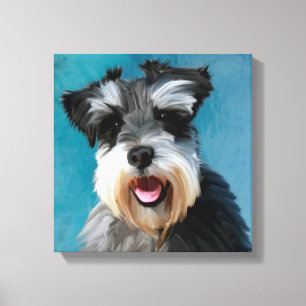 Toile Peinture à l'aquarelle de Schnauzer Nain
