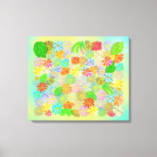 TOILE PEINTURE A L'AQUARELLE FLEURS D'ASTER & CONE & FEU