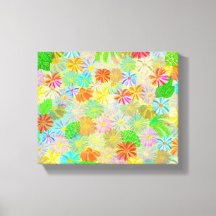 TOILE PEINTURE A L'AQUARELLE FLEURS D'ASTER & CONE & FEU