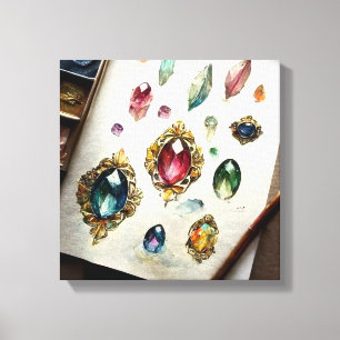 Toile Peinture à l'aquarelle Gem rare Imprimer Vin