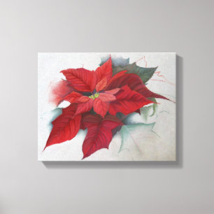 Toile Peinture à l'huile de Noël de poinsettia
