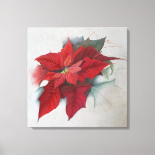 Toile Peinture à l'huile de Noël de poinsettia