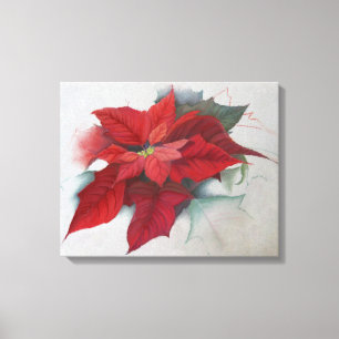 Toile Peinture à l'huile de Noël de poinsettia