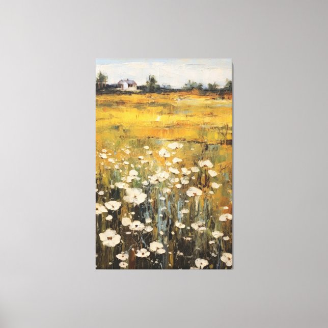 Toile Peinture à l'huile de prairie fleur sauvage sur to (Recto)