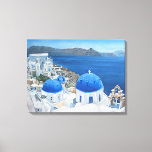 Toile Peinture à l'huile de Santorini Oia