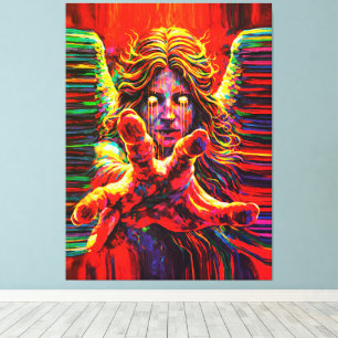 Toile Peinture à l'huile multicolore en impasto d'un ang