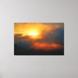 Toile Peinture À L'Huile Sunrise De L'Aube Misteuse Sur 