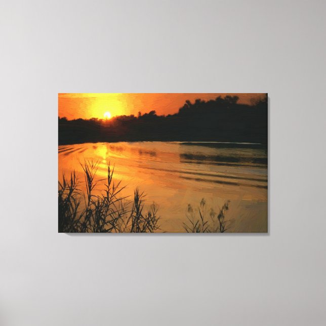 Toile Peinture à l'huile SunSet orange Emballée (Recto)