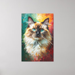 Toile Peinture à l'huile vibrante pour chat Ragdoll arti