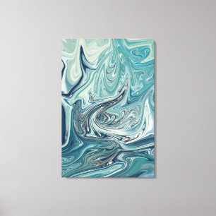 Toile Peinture Abstraite de la mer Bleue