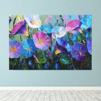 Toile Peinture abstraite de volubilis bleu et violet