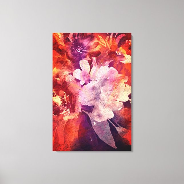 Toile Peinture Abstraite florale bordeaux artistique (Recto)