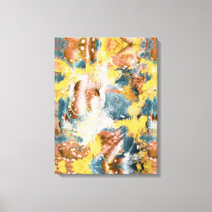 Toile Peinture Abstraite moderne moutarde Turquoise or b