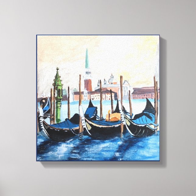 Toile Peinture acrylique de Gondolas par Carré St Marks (Recto)
