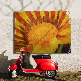 Toile Peinture acrylique Gazania rouge et jaune