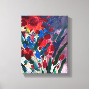 Toile Peinture acrylique moderne, fleurs rouges
