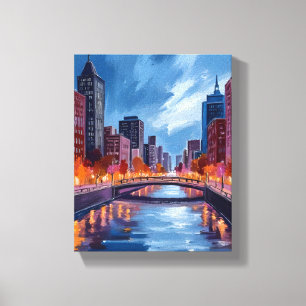 Toile Peinture aquarelle de nuits urbaines
