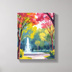 Toile Peinture aquarelle du feuillage d'automne du parc
